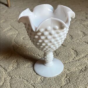 White Hobnail Milk Glass Vase
